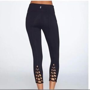 Free People Black Cropped Leggings with Cutout Design